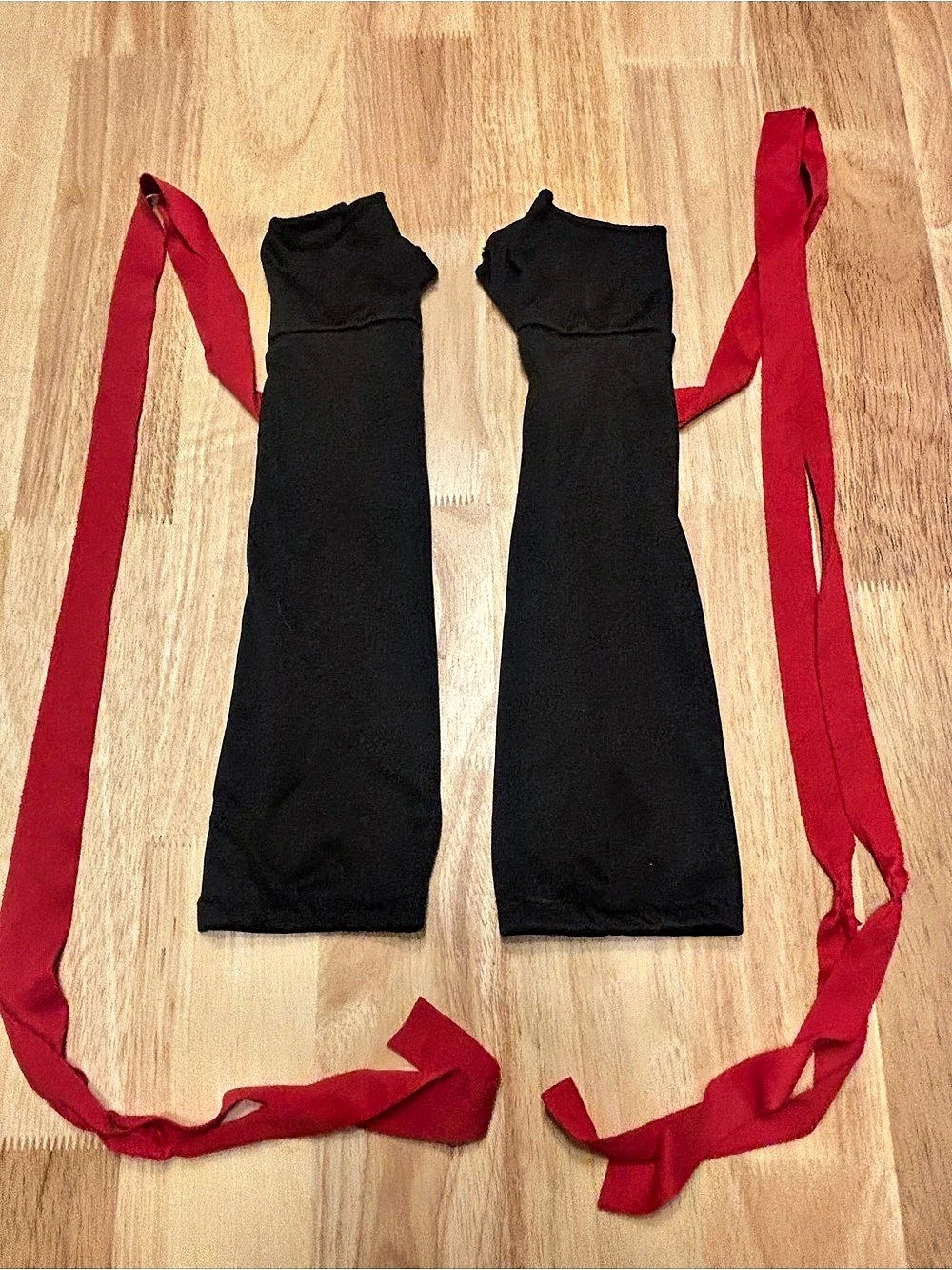 Black & Red Ninja Costume Arm Warmers Cosplay Gauntlets